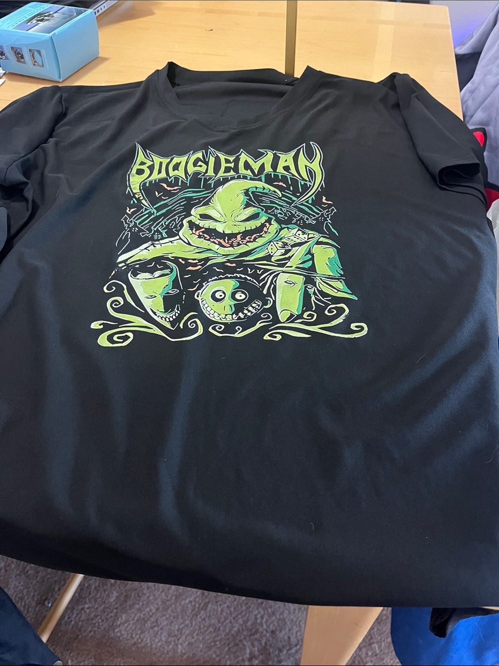 Oogie Boogie Graphic Black T-Shirt with Neon Green Print